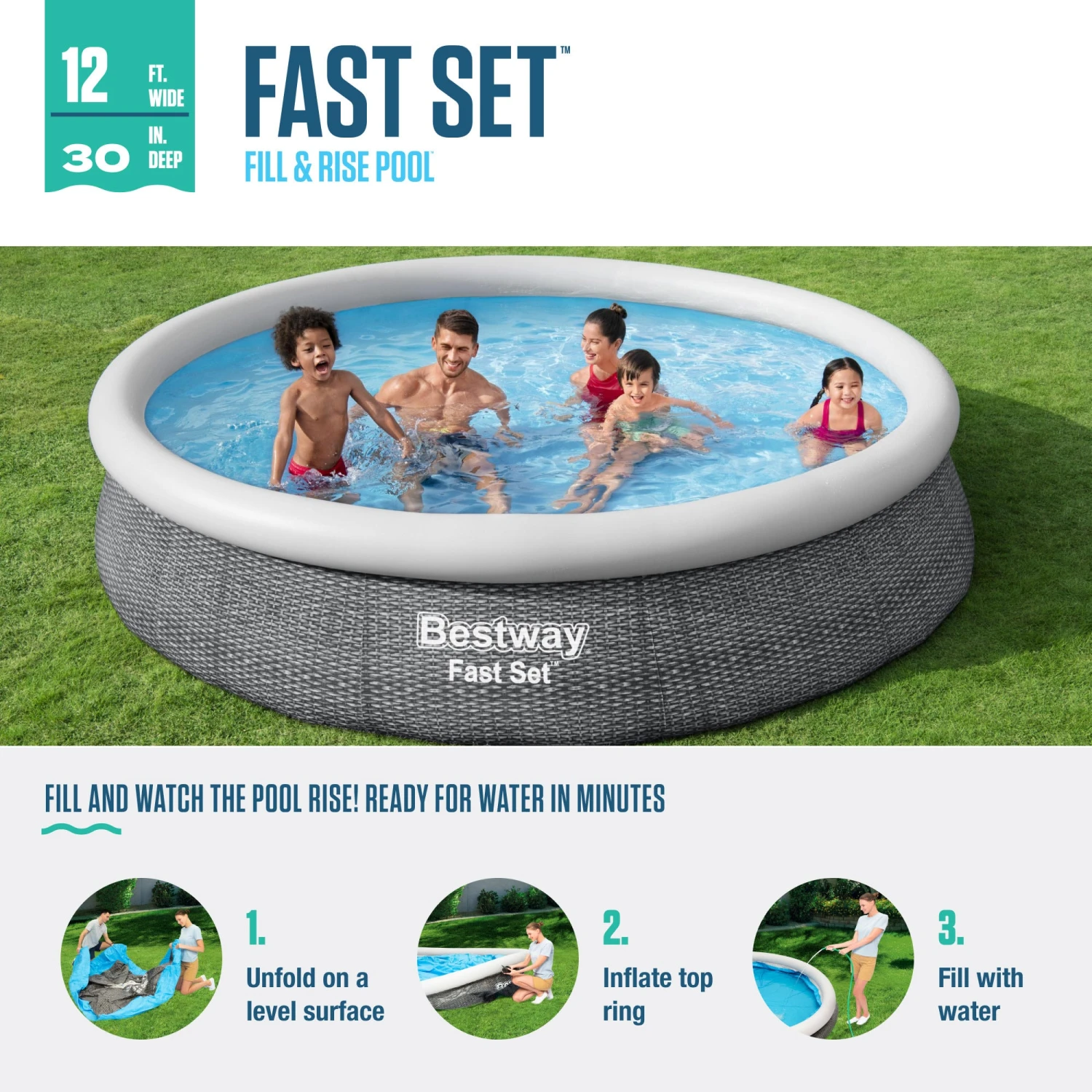 Bestway Fast Set 12โ X 30โ Round Inflatable Pool Set - Image 4